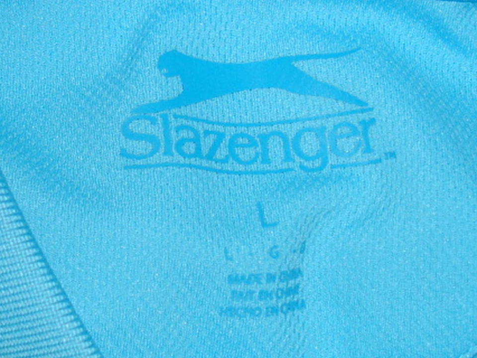 CAMISA POLO NUEVA CON ETIQUETAS SLAZENGER SOLID LT. AZUL 100% POLI S/S L "AADC BARRY FISH GOLF" Foto 4 de 4