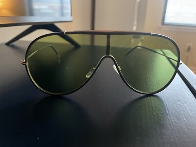 TOM FORD MACK FT0671 Sunglasses Gold With Brown Leather Rims Frame
