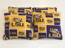 4 CORNHOLE BEAN BAG CORN HOLE LOUISIANA LSU TIGERS