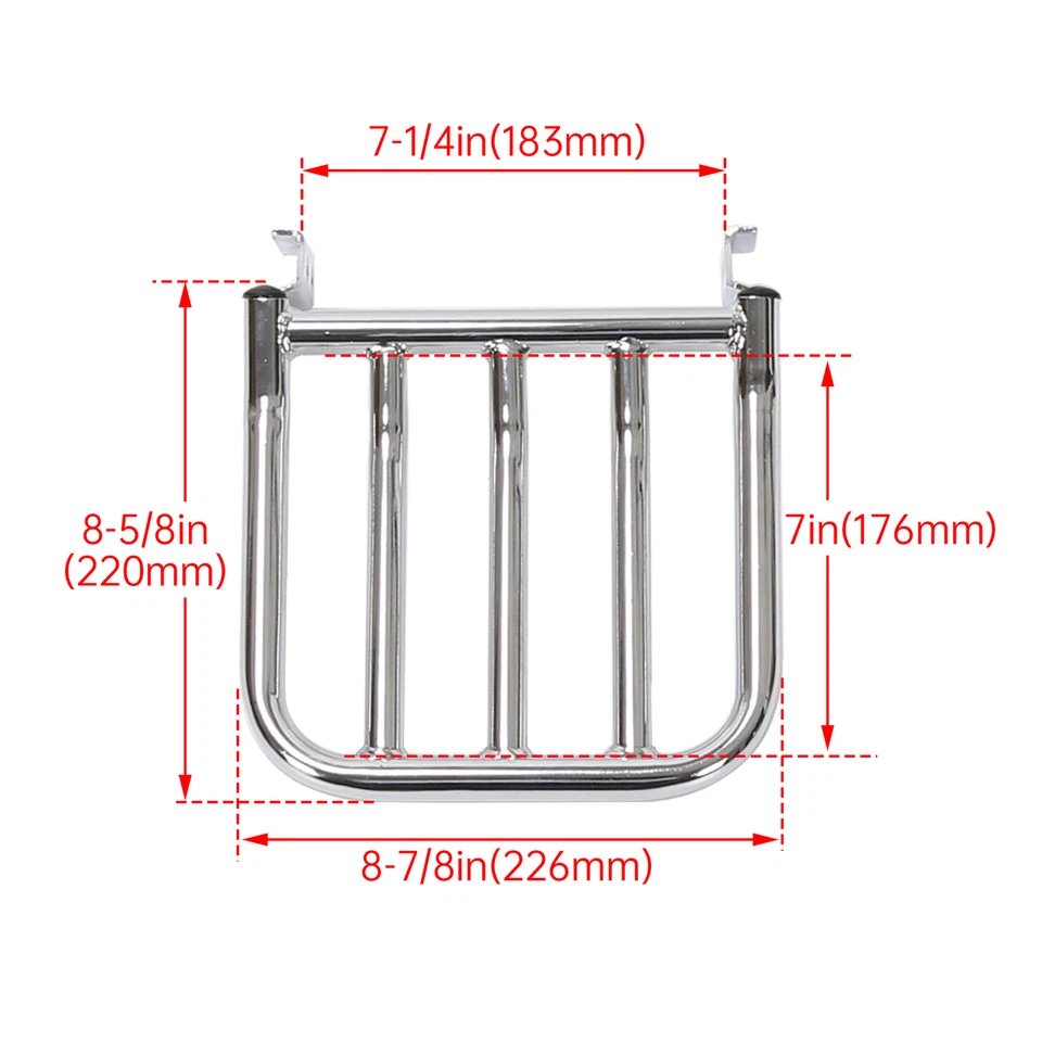 For Harley Fatboy Heritage Softail Dyna 84-up Chrome Rear Backrest Luggage Rack - Image 2 of 4