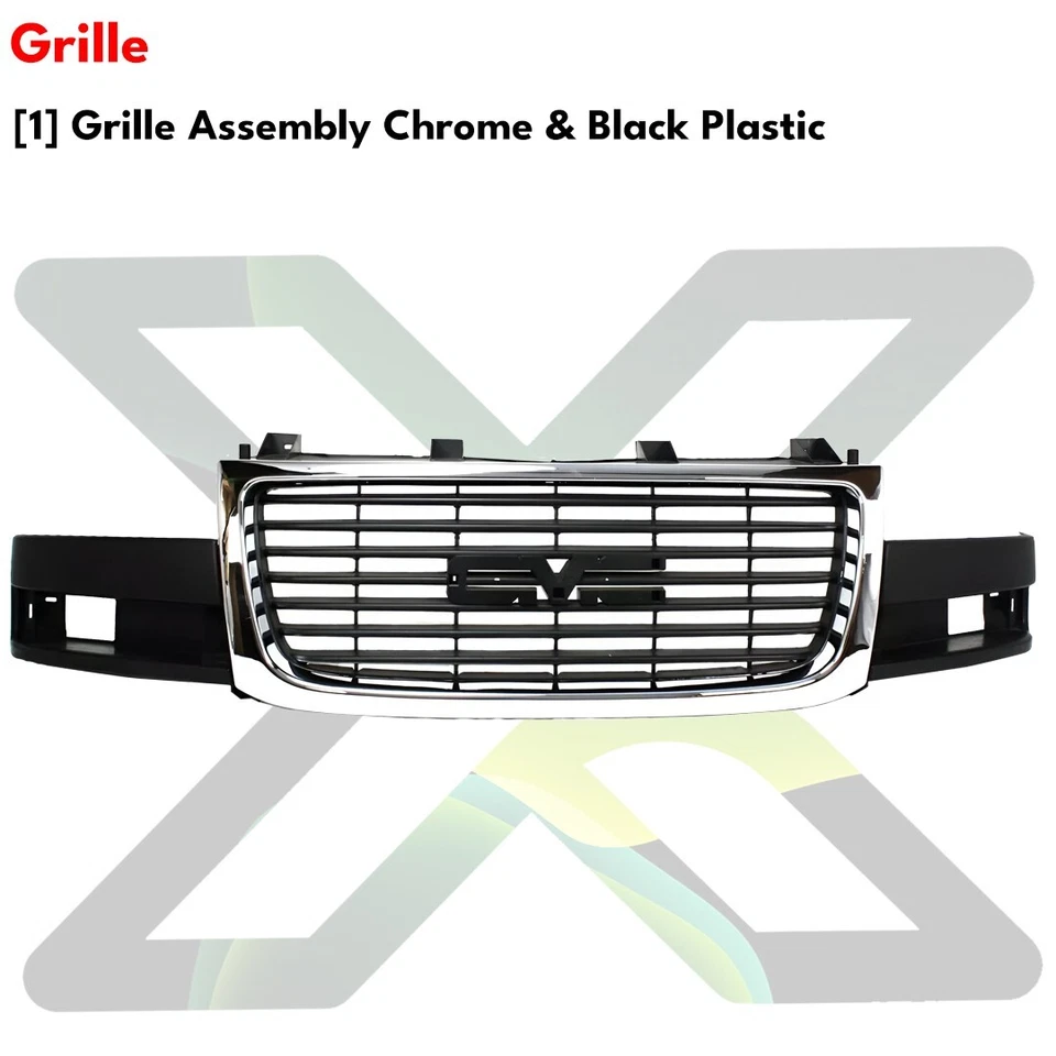 Front Grille Chrome & Headlight Kit For 2003-2023 GMC Savana 1500 2500 3500 4500 Foto 3 de 4