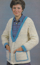 vintage, Lady's Sweater Jacket crochet pattern instructions