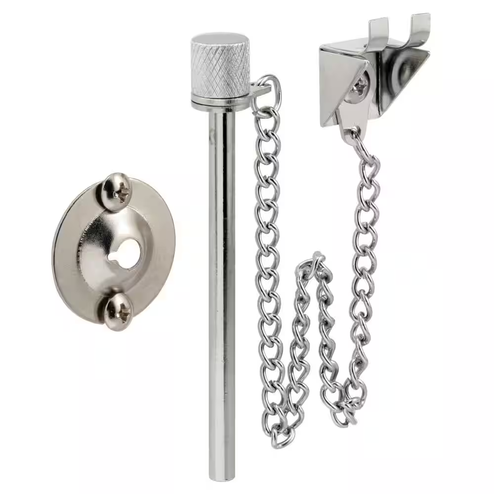 Sliding Patio Door Pin, 3/16 In. X 2-5/8 In, Steel Pin, Chrome Plated Finish-image