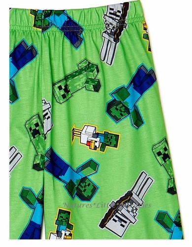 NWT Minecraft Pajamas Set Shorts Shirt Boys Girl Creeper Zombie Skeleton Chicken - Picture 3 of 3