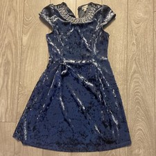 Monteau Girl Grey Velvet Pearl Neckline Shoulder Tank Dress 7 8