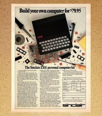 Sinclair ZX81 Personal Computer Kit DIY Build- Magazine Print Ads Poster 1982