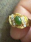 Vintage Real Jade Goldtone With Small Rhinestones Ring Size 7 — photo 2