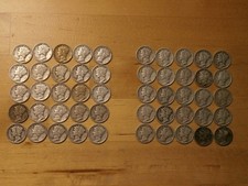Lot Of 50 Mercury Dimes - 90 Silver Various Dates Mints Lot Of 50 Mercury Dimes - 90 Silver Various Dates Mints