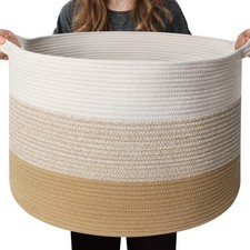 Extra Large Blanket Basket - Living Room Blanket Storage, Decorative Kids Toy...