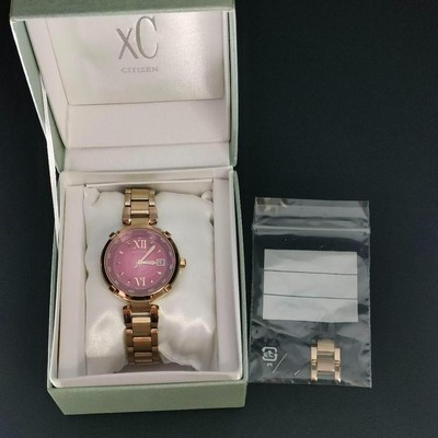 CITIZEN XC CROSS SEA Pink Gold Solar Eco Drive Ladies Watch H240T020101 Box Used