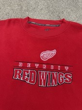 Vintage Detroit Red Wings Embroidered Logo Spellout Pullover Sweatshirt XL NHL
