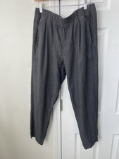 New Eileen Fisher Black Gray Organic Cotton Lantern Pant Size M Pull On Ankle