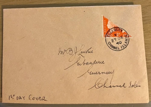 C853 GVI WWII Guernsey occupation fdc with bisect stamp no reserve