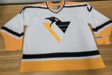 Vintage Pittsburgh Penguins Jersey Mens 2XL White Black Gold NHL Hockey CCM 90s