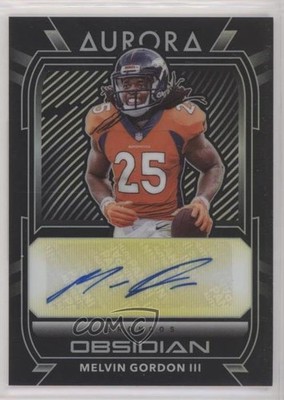 2020 Panini Obsidian Aurora Electric Etch Yellow 6/10 Melvin Gordon III Auto 0c3