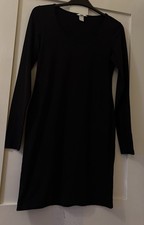 H&M Black Stretch Bodycon Mini Dress UK10/12 (M) L35"