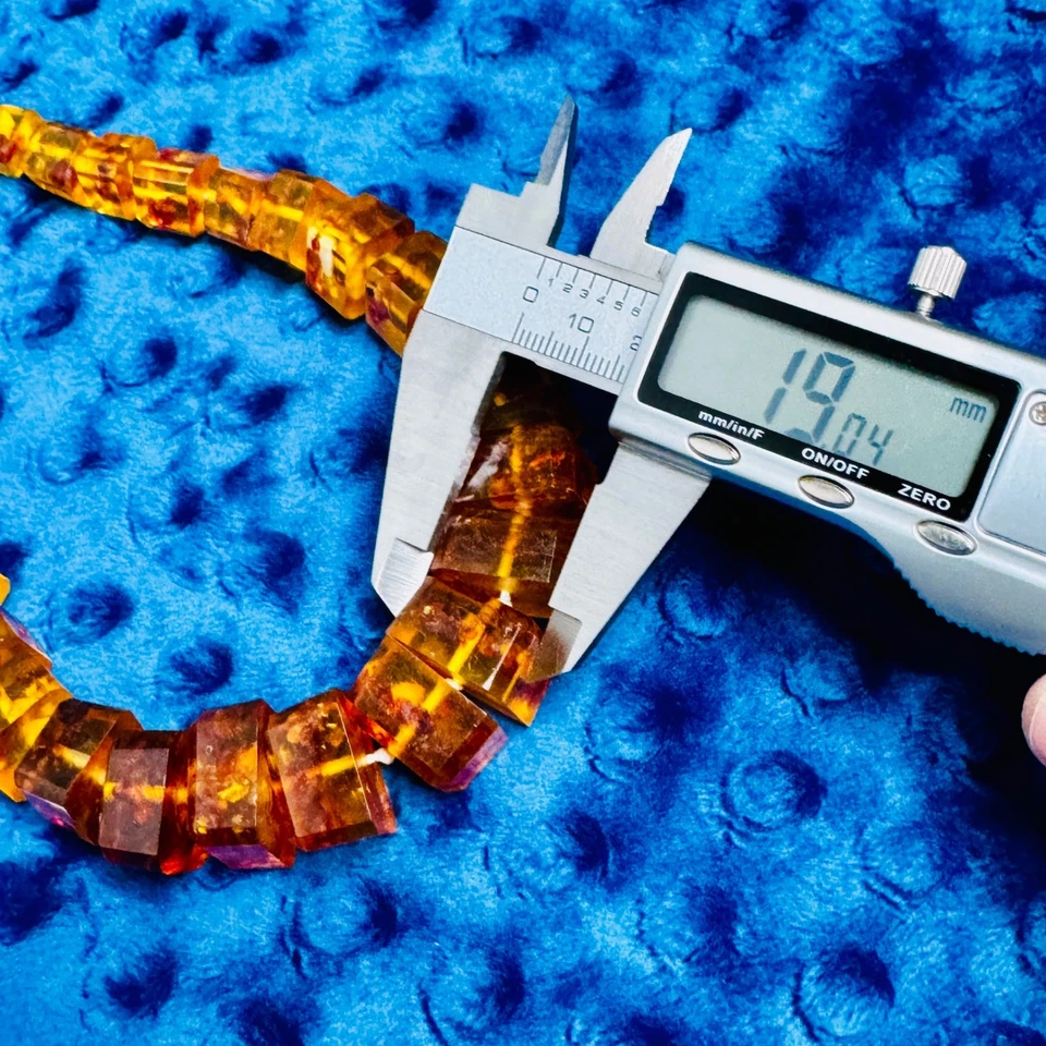 Collar ámbar báltico vintage cuentas cuadradas graduadas 24 en 94 g coñac Foto 3 de 4