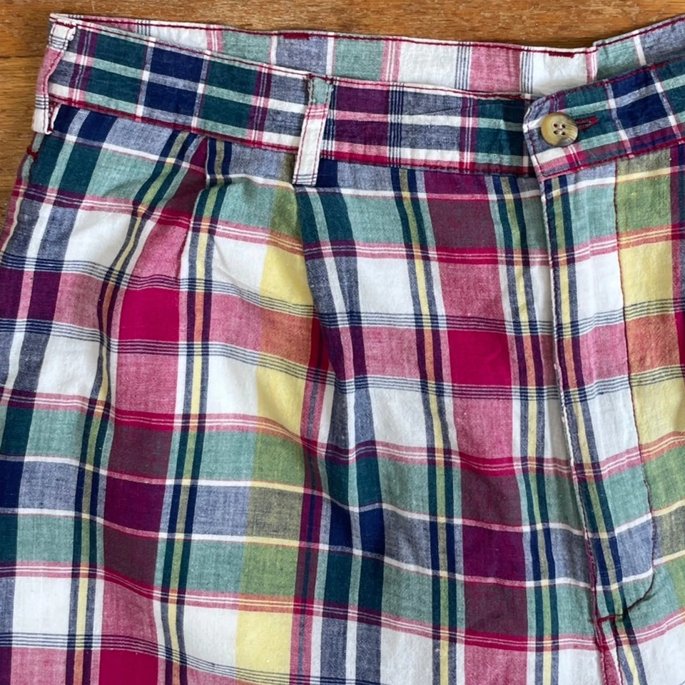Pantalones Cortos A Cuadros De Colección Para Hombre Talla 32 Cintura Años 90 Colorido Algodón A Cuadros Algodón Corto Foto 2 de 4