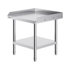 24x24x26in 330lb Stainless Steel Work Table with 3-Sided Splash & Adjust Feet