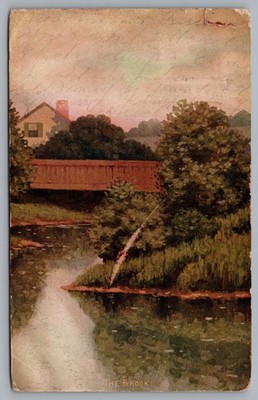 The Brook Bridge House Rural Landscape Watertown NY UDB Posted Postcard TS-299