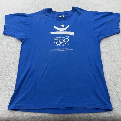 Fruit of the Loom Barcelona 92 Olympic Games T Shirt Official Sponsor Blue XL