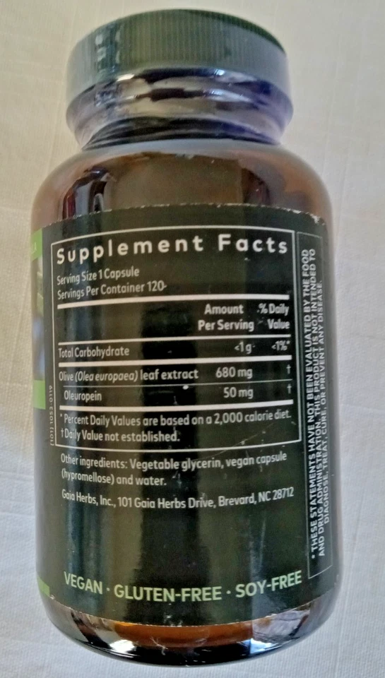 Gaia Hierbas Hoja de Olivo Apoyo Inmunológico Concentrado 120 Vegetales Líquido Fito Cápsulas 08/27 Foto 3 de 3