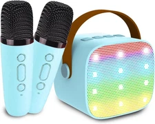 Kids Karaoke Machine, Portable Bluetooth Speaker with 2 Wireless K1-2MIC-BLUE 