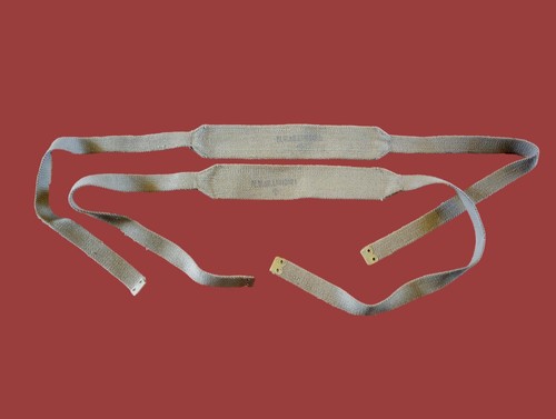WWII BRITISH BRACES OR STRAPS KHAKI WEB COMBAT SUSPENDERS DATED 1 SET 1942