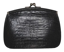 Vintage FOSSIL Small Black Leather Mini Clutch-Wallet 3.5 x 5.5