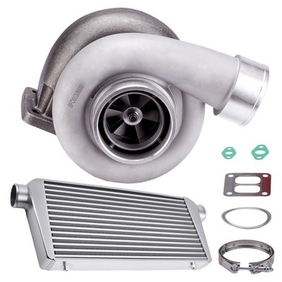 GT45 GT42 T4 Turbolader + 600x300x76mm Ladeluftkühler für 4,0L-6,0L Motor EU
