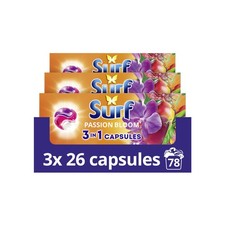Surf 3 in 1 Passion Bloom Laundry Washing Detergent Capsules 78 washes (3x 26