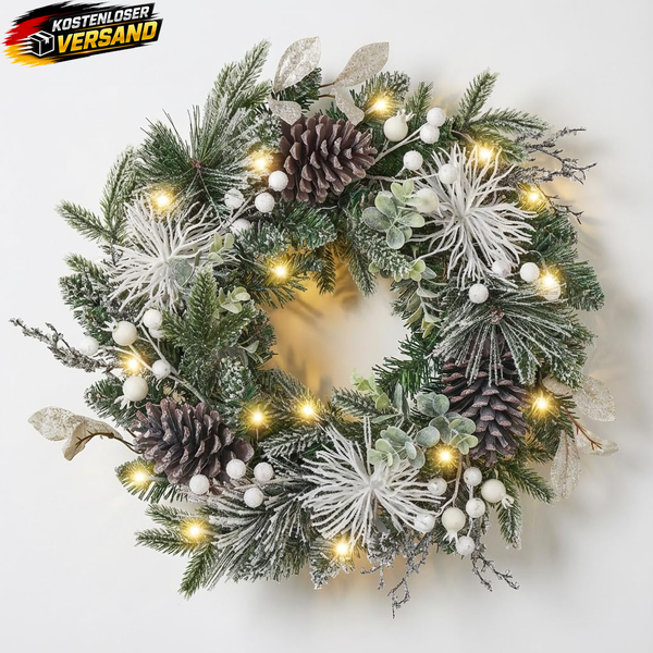 Valery Madelyn 46 CM/18 Zoll Weihnachtskranz Groß FüR HaustüR TüRkranz Mit Tanne-image