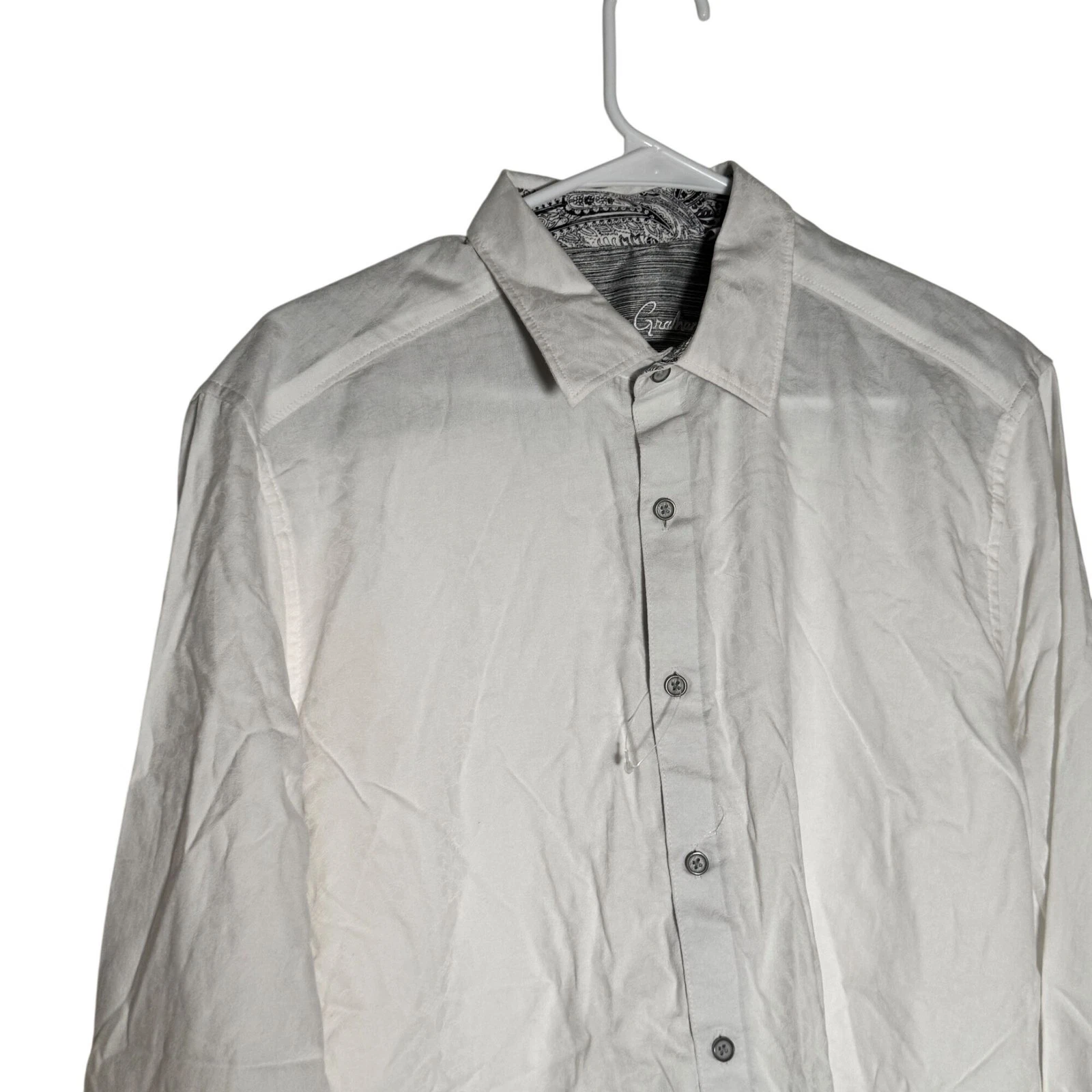 Robert Graham White Classic Fit Contrast Cuff Shirt Size Large NWOT image 2