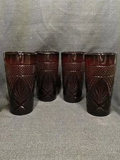 Luminarc Cristal D'Arques Durand vintage Ruby Red Set of 4 Tumbler Glass France