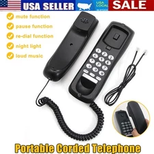 US Telephone Desktop Corded Landline Mini Phone For Hotel Office Home Wall Mount