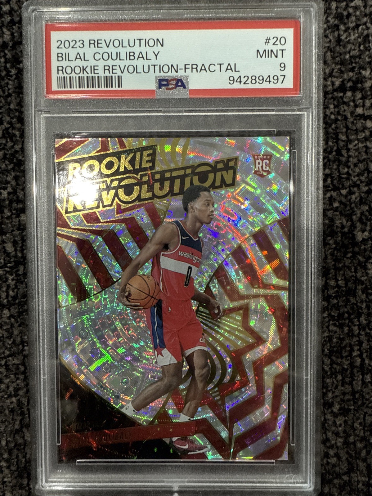 Bilal Coulibaly 2023 Revolution #20 Rookie Revolution Fractal RC PSA 9 Wizards🔥