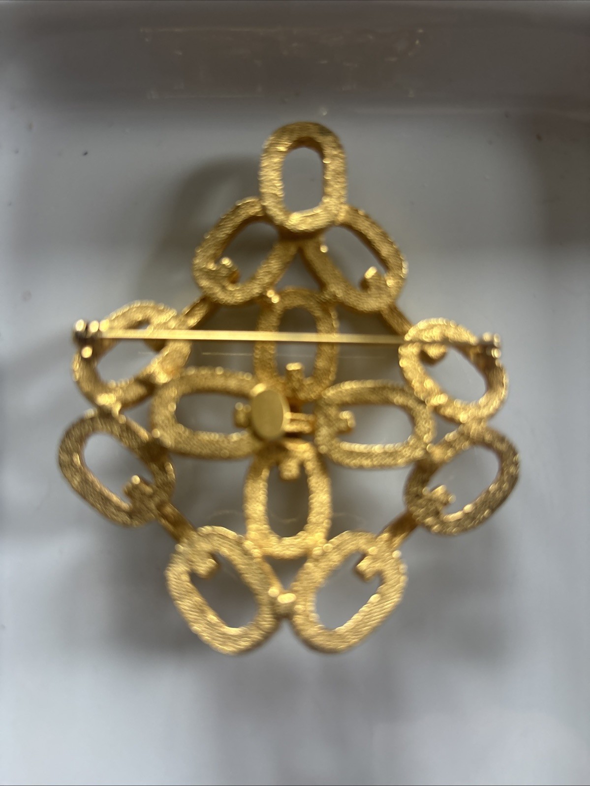 Large Gold Tone Interlocking Chain Link Design Br… - image 3