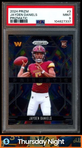 2024 PANINI PRIZM #3 JAYDEN DANIELS PRIZMATIC RC ROOKIE PSA 9