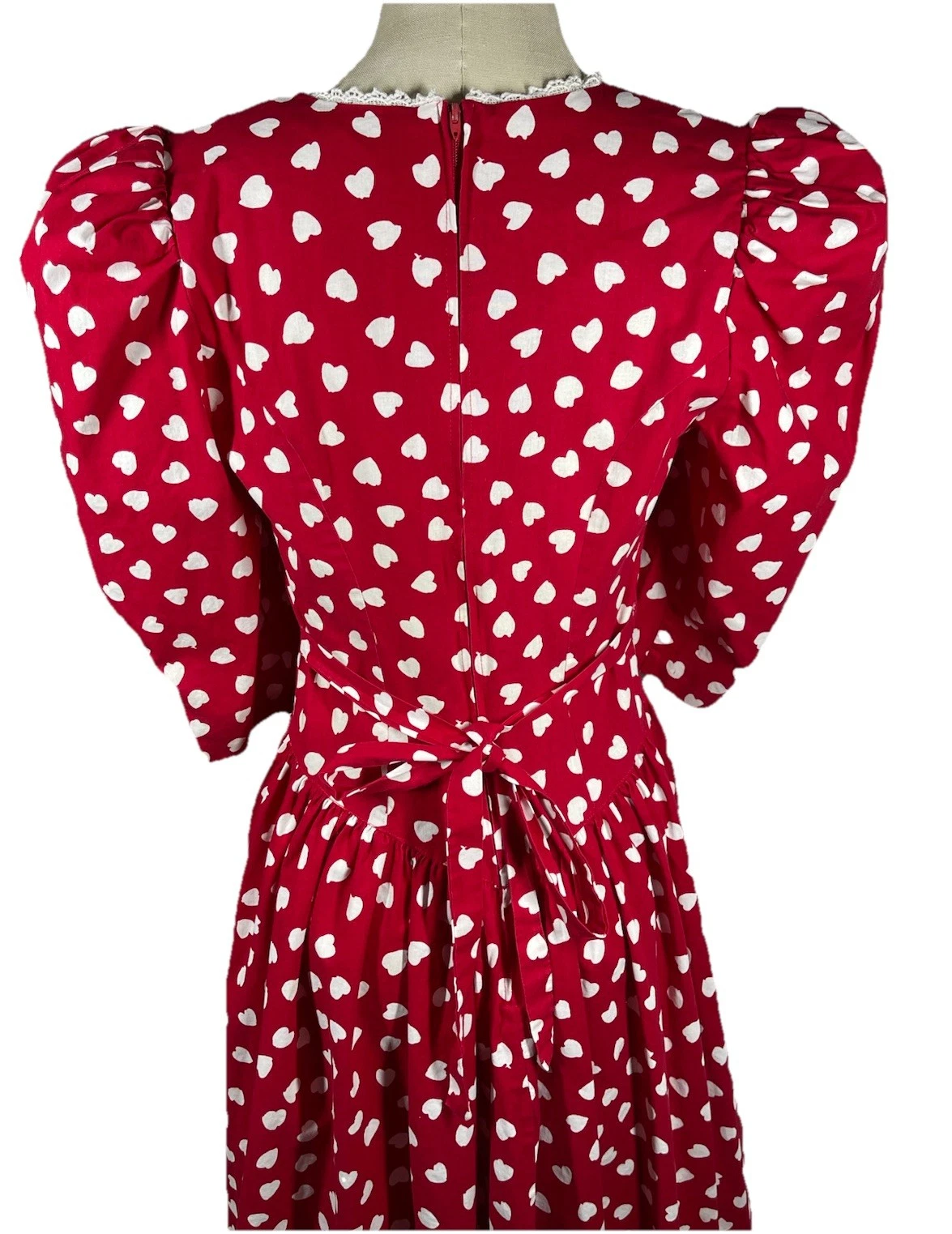 VALENTINO Abito da festa vintage anni 80 rosso cuore cottage core taglia 8 retrò prateria Sweetheart