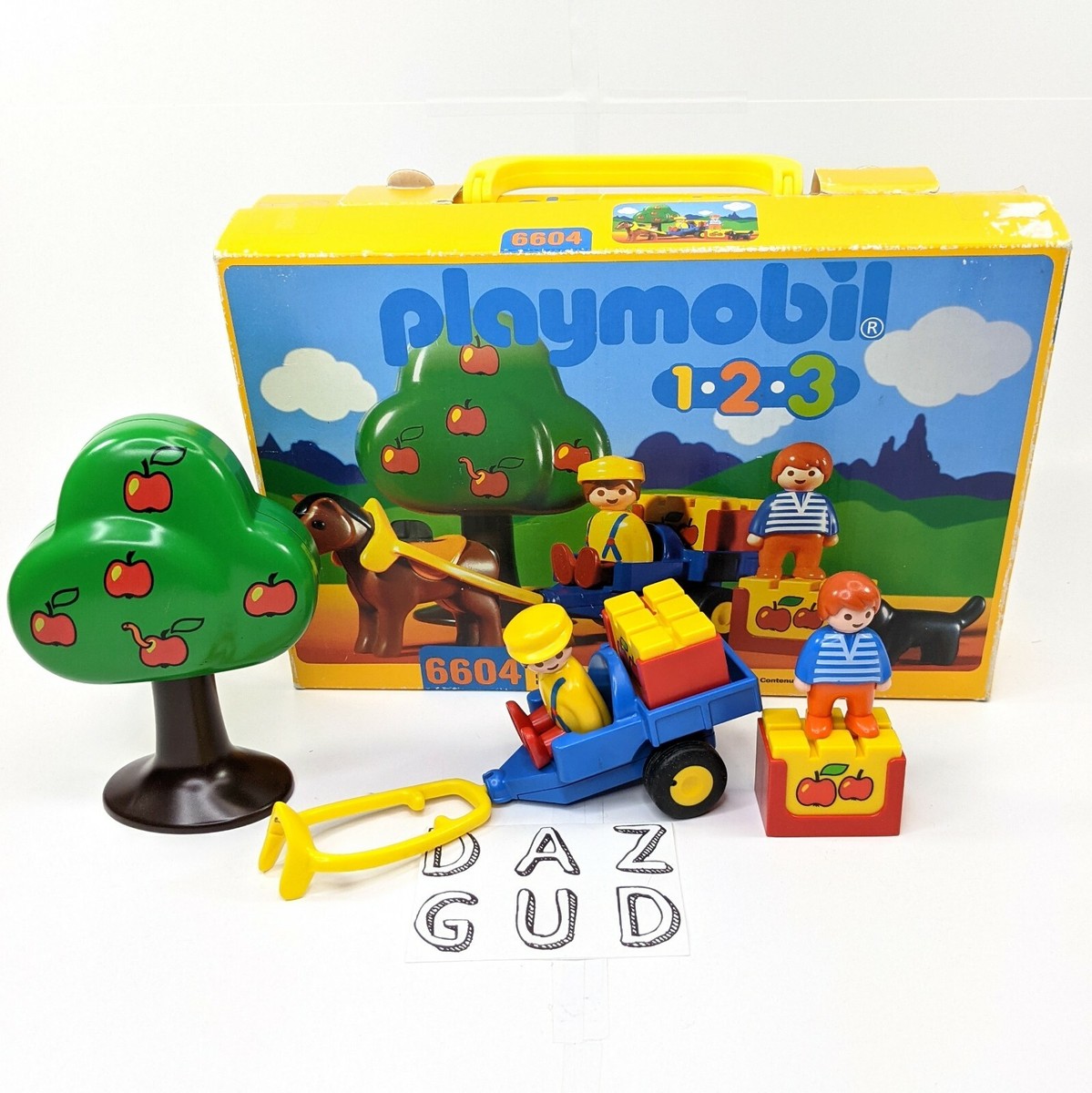 Vintage Rare 1996 PLAYMOBIL 1 2 3 - 6604 APPLE ORCHARD WAGON