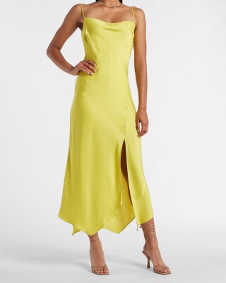 express satin cowl neck maxi slip dress Satin Floral Cowl Neck Backless Maxi Slip Dress