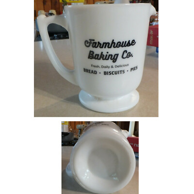 New 4 CUP White Milk Glass FARMHOUSE BAKING CO Measuring Cup Embossed Measure