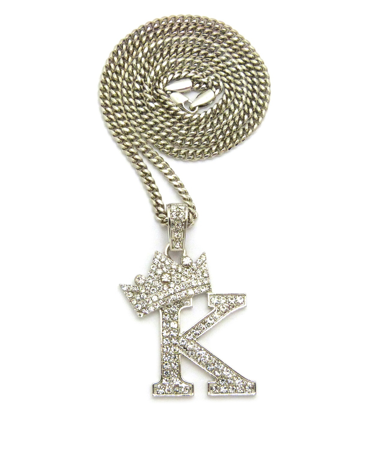 NEW KING 'K' PENDANT & 24" BOX/CUBAN CHAIN HIP HOP NECKLACE XZ160R eBay