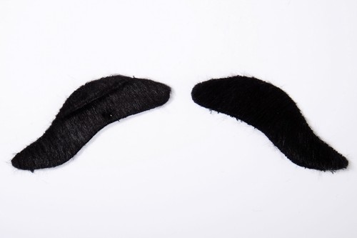 Carnival Fake Beard Moustache Casanova 70s Cop Two-Piece Black MM-017 - Picture 2 of 2