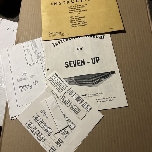 original Factory Seven Up Set Williams Set Pinball arcade game Owners manual