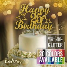 25th Birthday Cake Topper 20 COLORS Double Side Glitter  Birthday Decorations
