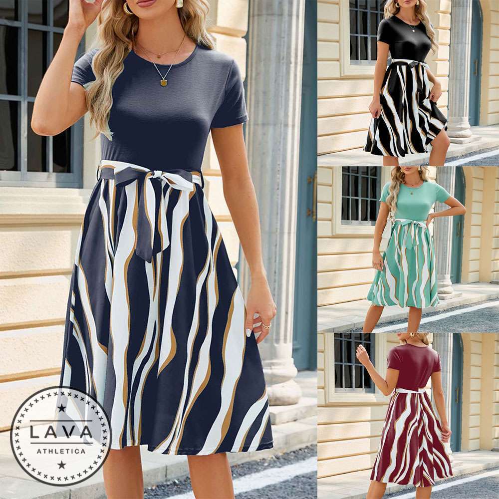 Womens Ladies Short Sleeve A-Line Midi Dress Cocktail Party Evening Summer Dress Womens Ladies Short Sleeve A-Line Midi Dress Cocktail Party Evening Summer Dress