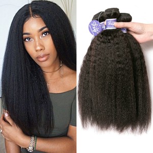 3 Bundles 300g Yaki Hair Weave Kinky Straight Human Brazilian Hair