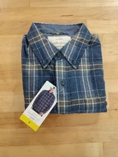 Weatherproof Vintage Men Flannel Long Sleeve Button Down Shirt Blue Small