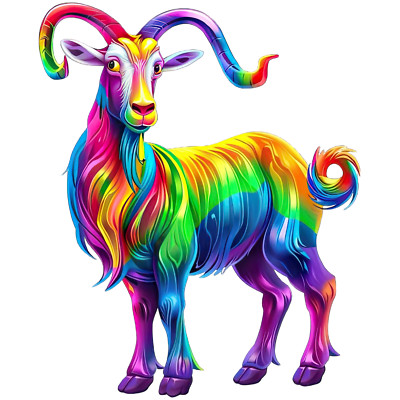 Rainbow Goat Sticker 4'' Beautiful Colorful Vivid Bright Summer Vibrant Tall